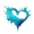 heart love of water splashes, concept of need for drinking water isolated Transparent png. generative ai Royalty Free Stock Photo