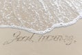 Heart and Love Write on the beach Royalty Free Stock Photo