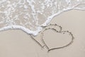 Heart and Love Write on the beach Royalty Free Stock Photo