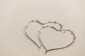 Heart and Love Write on the beach Royalty Free Stock Photo
