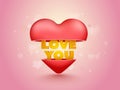 Heart with Love You Text for Valentine`s Day. Royalty Free Stock Photo