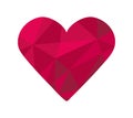 Heart in Low Poly style. Diamond in the form of a symbol of love. Red gem. Cupid, a gift from a loved one. Polygon