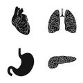 Heart, lungs, stomach, pancreas. Human organs set collection icons in black style vector symbol stock illustration web. Royalty Free Stock Photo