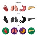 Heart, lungs, stomach, pancreas. Human organs set collection icons in cartoon,black,flat style vector symbol stock Royalty Free Stock Photo