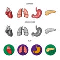 Heart, lungs, stomach, pancreas. Human organs set collection icons in cartoon,flat,monochrome style vector symbol stock Royalty Free Stock Photo