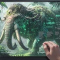 Majestic Beast: Futuristic Elephant Illustration