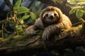 sloth in dense jungle