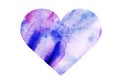 Heart made of abstract watercolor background. Image in blue, purple and pink colors. Valentine`s Day. Royalty Free Stock Photo