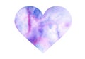 Heart made of abstract watercolor background. Image in purple, pink and blue colors. Valentine`s Day. Royalty Free Stock Photo