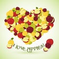 Heart made of apples with the text below