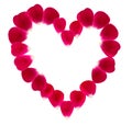 Heart made of beautiful rose petals. Royalty Free Stock Photo