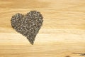 Heart made of black chia seeds