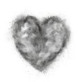 Heart made of black powder explosion isolated on white Royalty Free Stock Photo