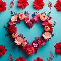 heart made of blooming flowers. generative AI