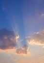 Heart made of cloud on sunrise sky background