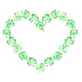 A heart made of clover. St. Patrick's Day. Watercolor illustration. Isolated on a white background. Royalty Free Stock Photo