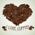 Heart Made of coffee beans with the text below