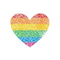 Heart Made of Colorful Confetti Arranged in Rainbow Stripes.White Background. LGBT Abstract Symbol.