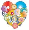 Heart made with different cogwheels on white. Royalty Free Stock Photo