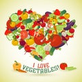 Heart made of different vegetables with the text below Royalty Free Stock Photo