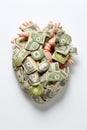 Anatomical heart made out of money Royalty Free Stock Photo