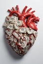 Anatomical heart made out of money Royalty Free Stock Photo