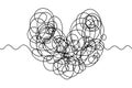Heart made of doodles. A hand drawn heart shape made from spiral lines with a beginning and an end Royalty Free Stock Photo