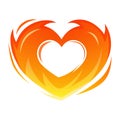 Heart made of fire. Burning heart element. Love sign. Vector illustration for design isolated Royalty Free Stock Photo