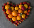 Heart made of fruits