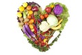 Heart made of fruits and vegetables Royalty Free Stock Photo