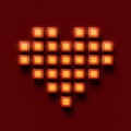 heart made of glossy glowing glass cubes pixels, gaming, love bacground render