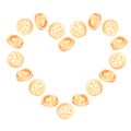 A heart made of gold coins. St. Patrick's Day.Watercolor illustration.Isolated on a white background Royalty Free Stock Photo