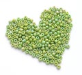 Heart made of green beeds