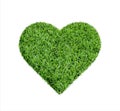 Heart made of green grass isolated on white background. Eco Enviromental concept, ecology, protect earth, healtcare concept. Royalty Free Stock Photo