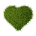 Heart made of green grass isolated on white background, nature love or ecology concept, flat lay top view from above Royalty Free Stock Photo