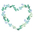 A heart made from green leaves isolated on white background for valentines day or wedding, vector stock illustration Royalty Free Stock Photo