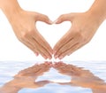 Heart made of hands and water Royalty Free Stock Photo