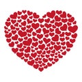 Red heart made of hearts for St Valentines Day. Vector illustration, postcard Royalty Free Stock Photo