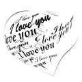 Heart made of I love you phrase