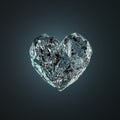 Heart Made Of Ice Isolated on Black Background. 3d Rendering.