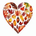 A heart made leaves is shown in a painting Royalty Free Stock Photo