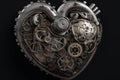 Abstract human heart made from metallic and grungy gears. Generative AI Royalty Free Stock Photo