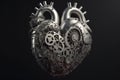 Abstract human heart made from metallic and grungy gears. Generative AI Royalty Free Stock Photo