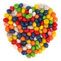 Heart made of multi-coloured sweets with raisin 1 Royalty Free Stock Photo