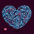 Heart made of music notes Royalty Free Stock Photo