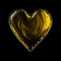 Heart made of olive oil isolated on black background. Royalty Free Stock Photo