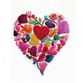 A heart made out of different colored threads, embroidery on white background Royalty Free Stock Photo