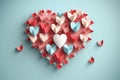 A heart made out of paper butterflies on a vibrant blue background. Royalty Free Stock Photo