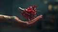 A heart made out of various tools, floating above an open hand, depicting the love and respect for laborers, Clean, 3D Render,
