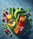 heart made out of vegetables, healthy eating concept Royalty Free Stock Photo